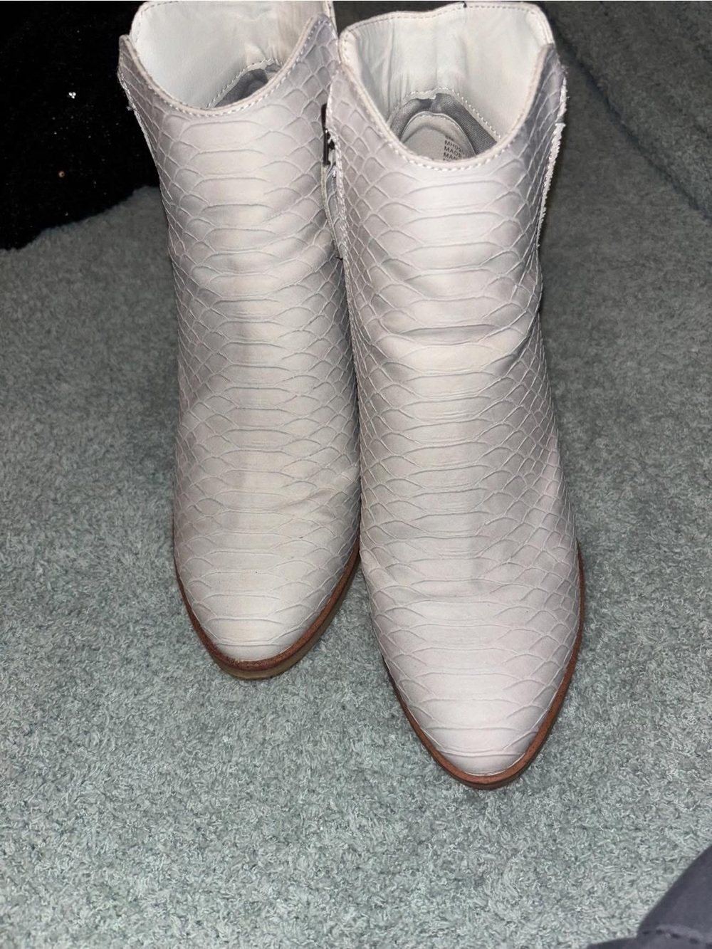 MIA White Textured Ankle Booties